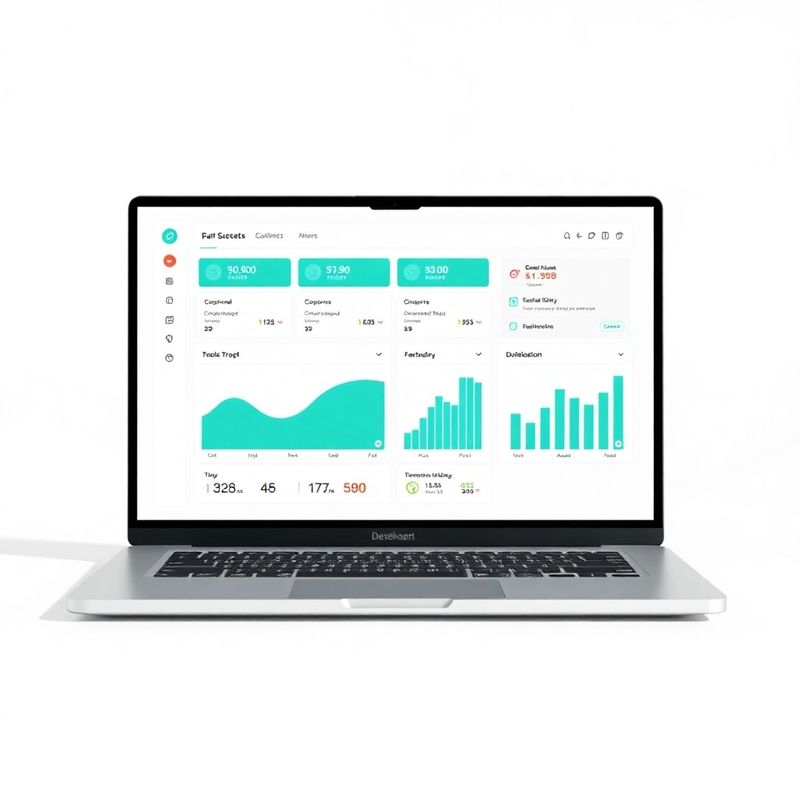 SaaS dashboard prikazan na modernom laptopu s teal UI akcentima